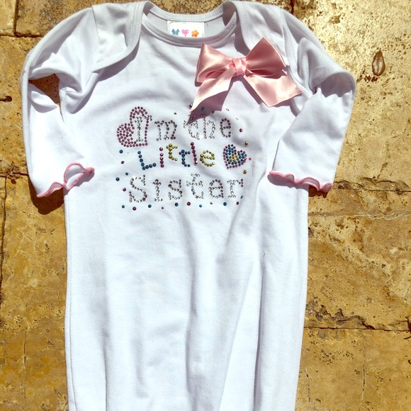 Baby Embellished “I’m the little sister “ sleeper - Picture 1 of 2